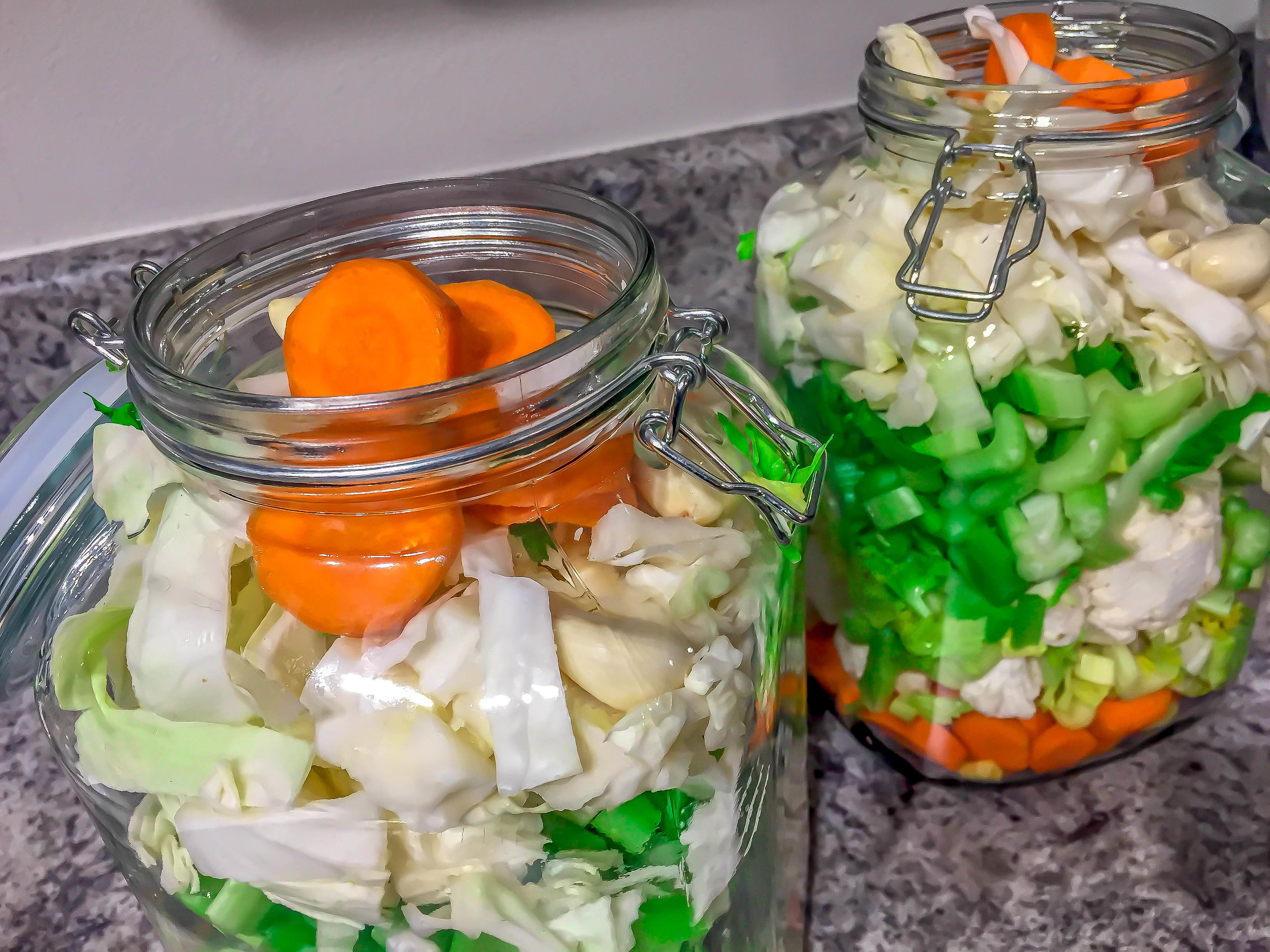 Turshi / Pickled Vegetables: Celery, Cauliflower, Carrots and Cabbage